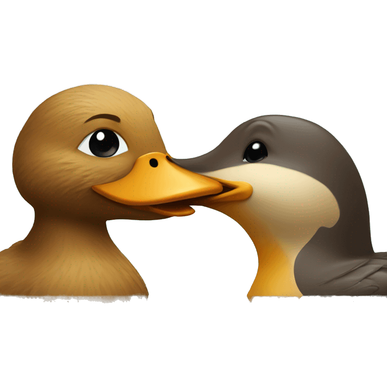 a duck kissing a beaver emoji