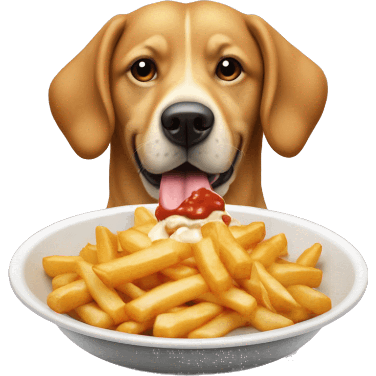 Un chien qui mange une poutine  emoji