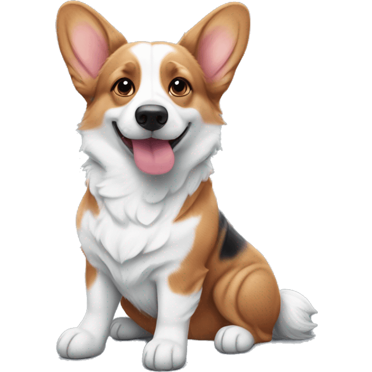 Red Corgi and blue Merle corgi hugging emoji