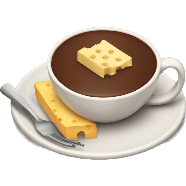 Cup of chocolate with cheese finger on a plate emoji