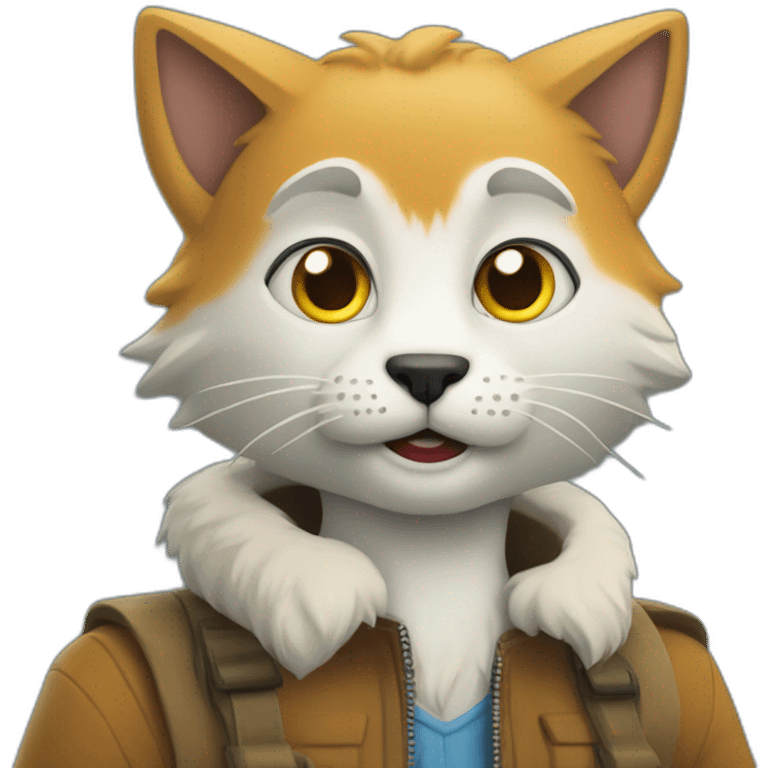 Un chat sur un loup emoji