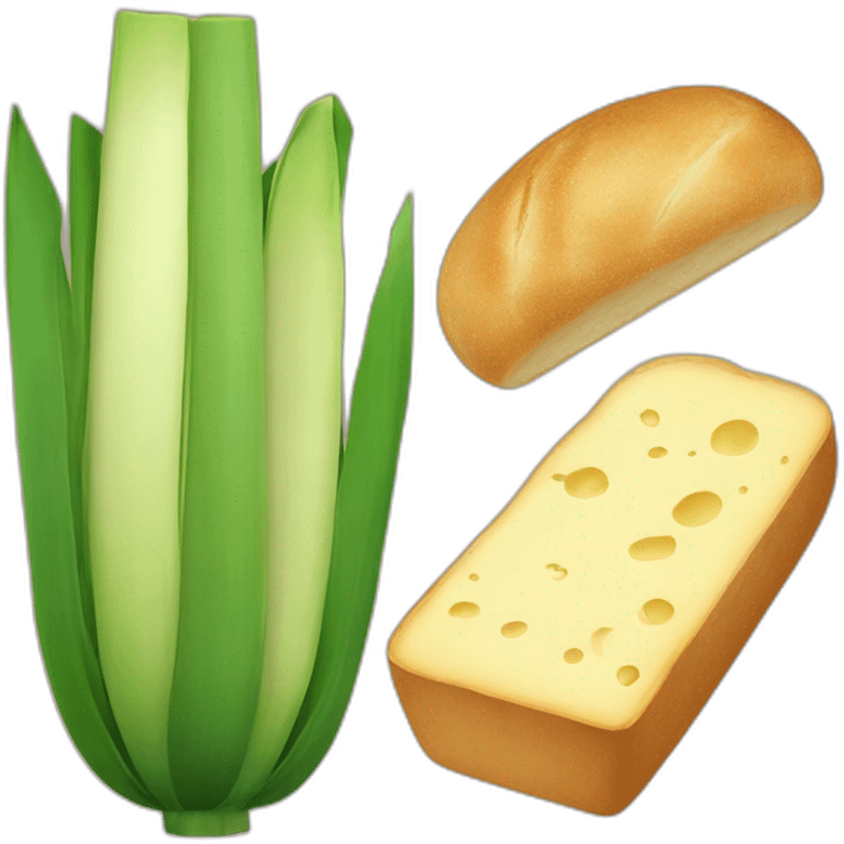 Leek and bread and cheese emoji