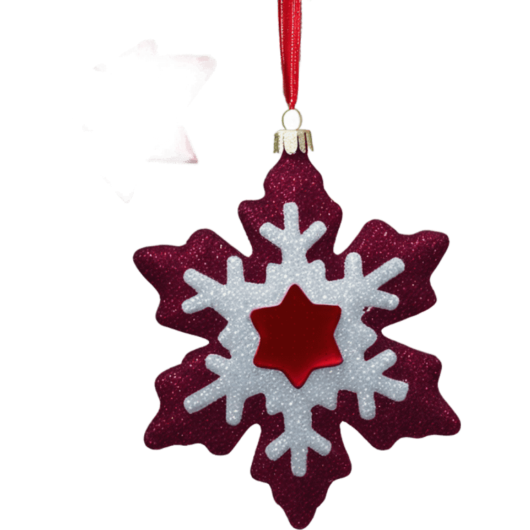 Burgundy Christmas ornament glitter with dark red snowflake  emoji