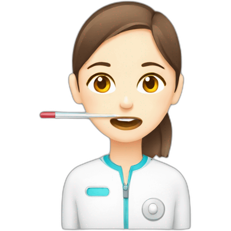 girl with thermometer in mouth simple style flat emoji