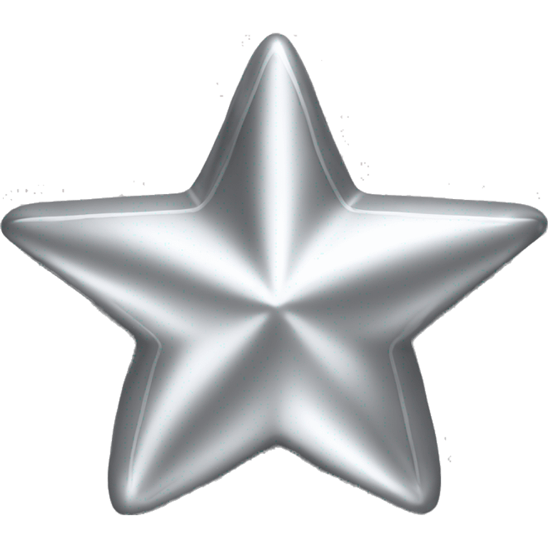 Create a silver star emoji identical to the classic gold star emoji (⭐️). It should match the same size, shape, and smooth shading, but in metallic silver. Keep the design simple and glossy, just like the original Apple star emoji. Rounded ends emoji