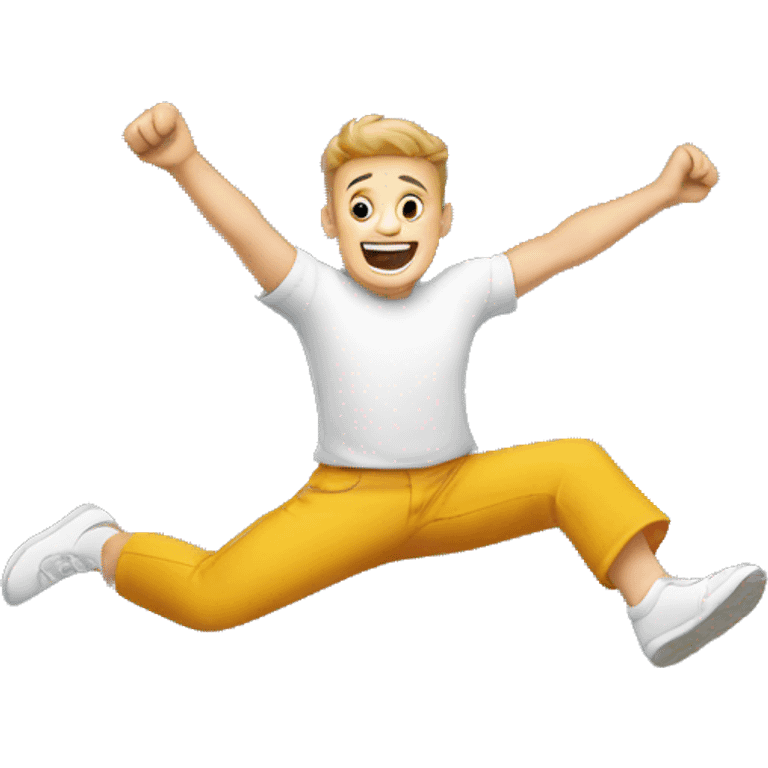 a white man jumping celebrating emoji