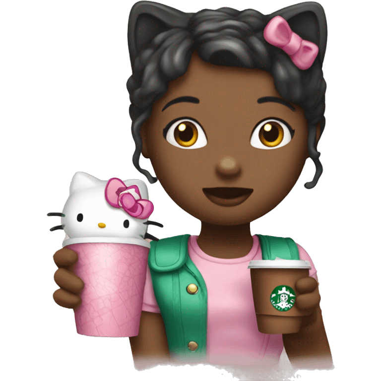 Hello kitty drinking Starbucks  emoji