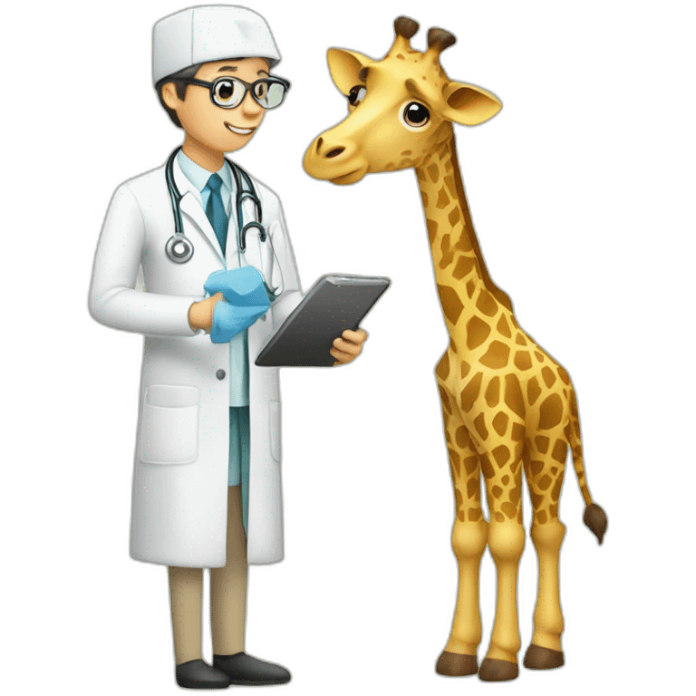 giraffe doctor with smartphone and ruler emoji