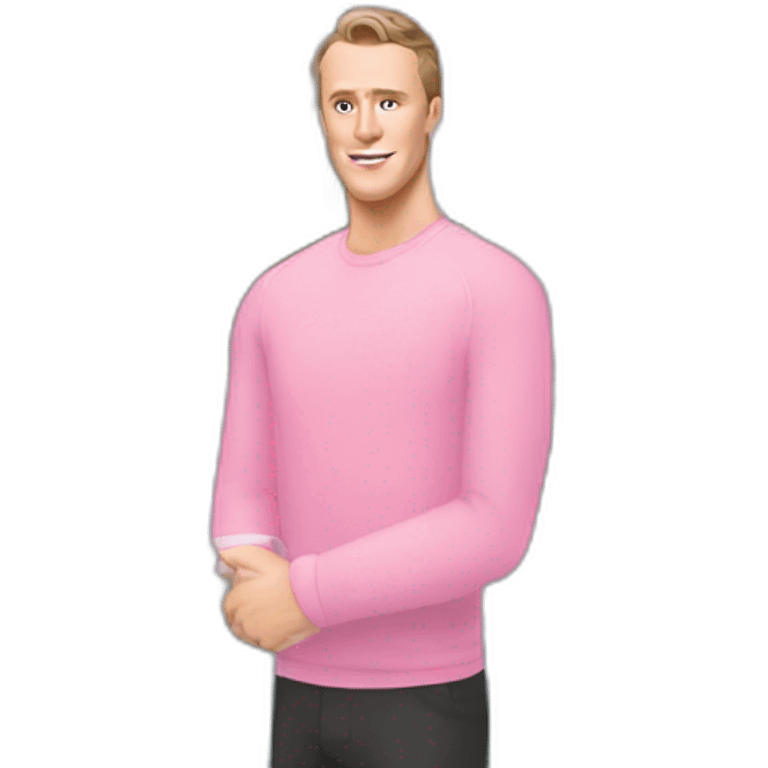 Jonathan Toews standing in front of pink mansion emoji