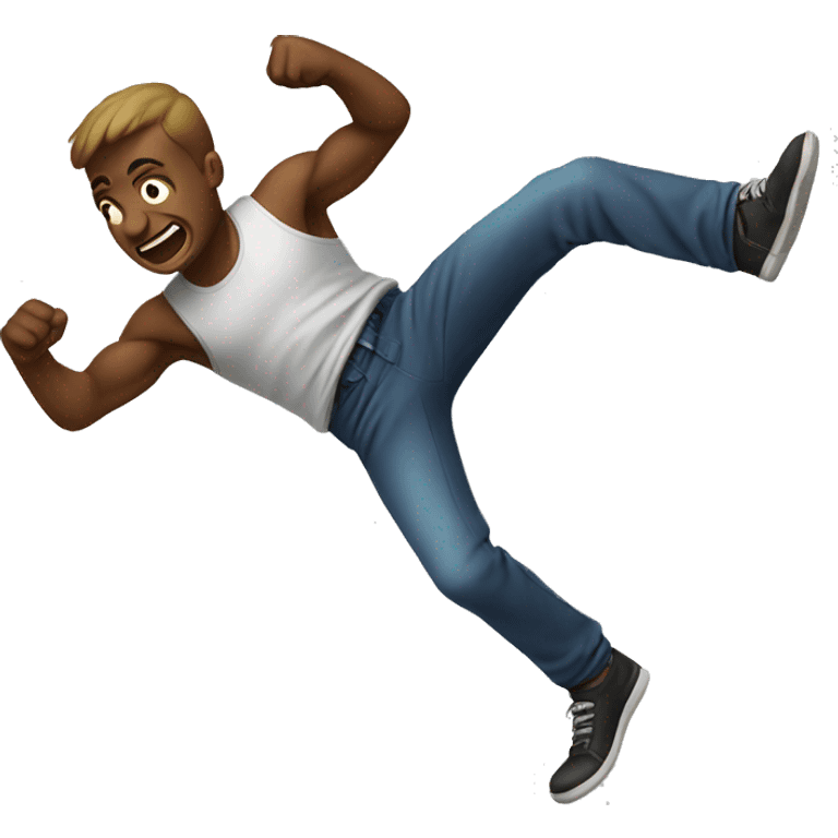 a guy jumping on a fight emoji