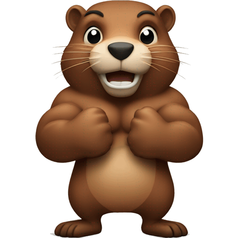 Beaver showing biceps emoji