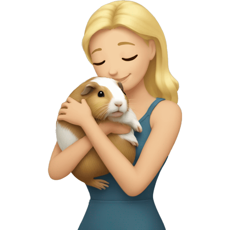 Blonde Woman hugging a guineapig emoji