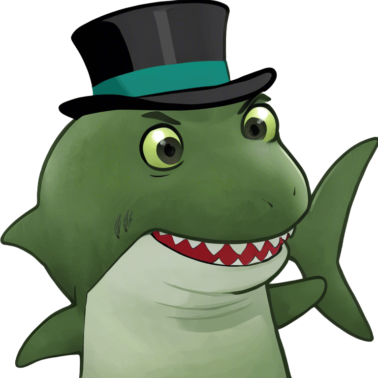 Shark with a top hat emoji