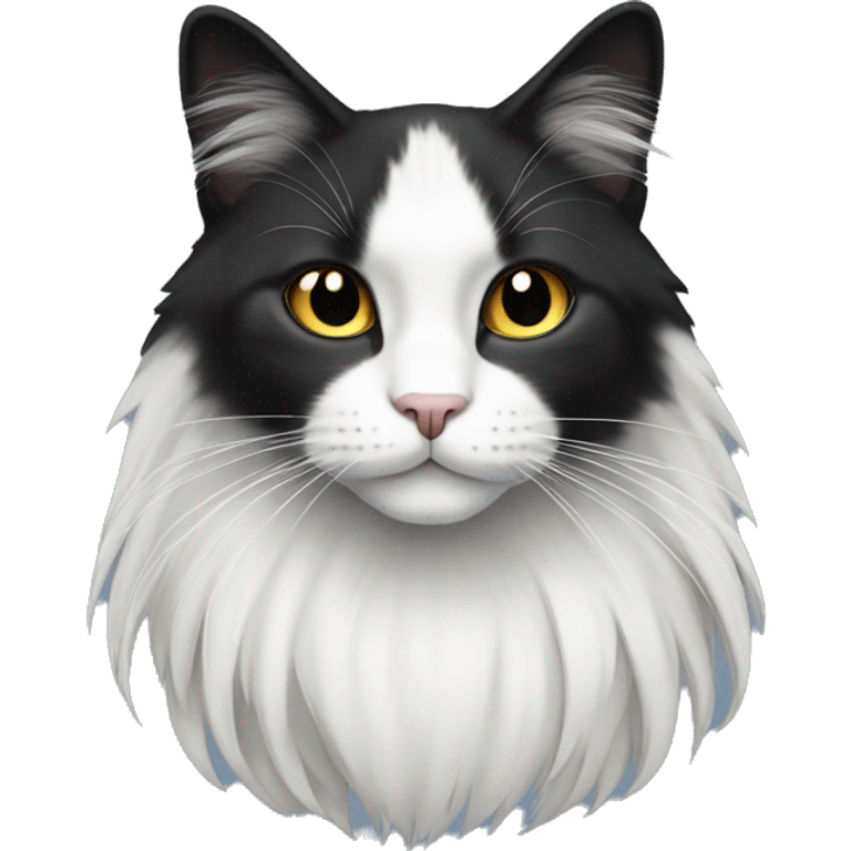 half black and half white long hair cat emoji