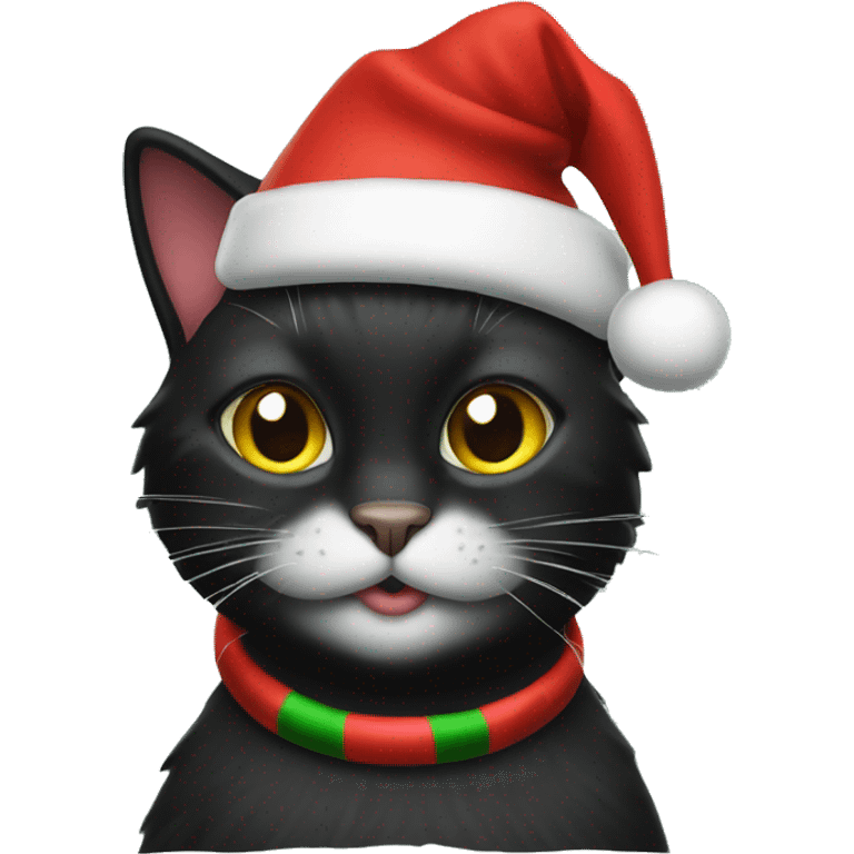 black cat with christmas hat emoji