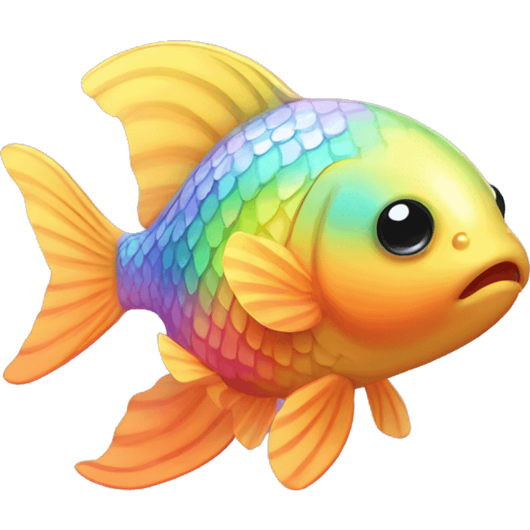 Kawaii gold fish with rainbow scales  emoji