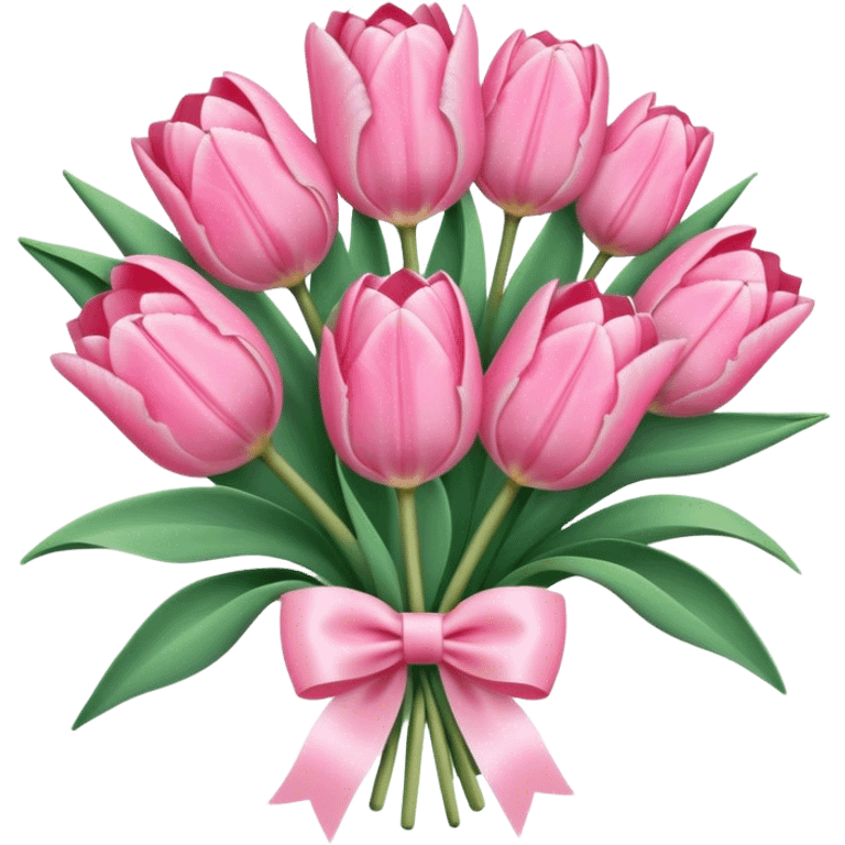 pastel pink tulip bouquet with a high quality bow emoji