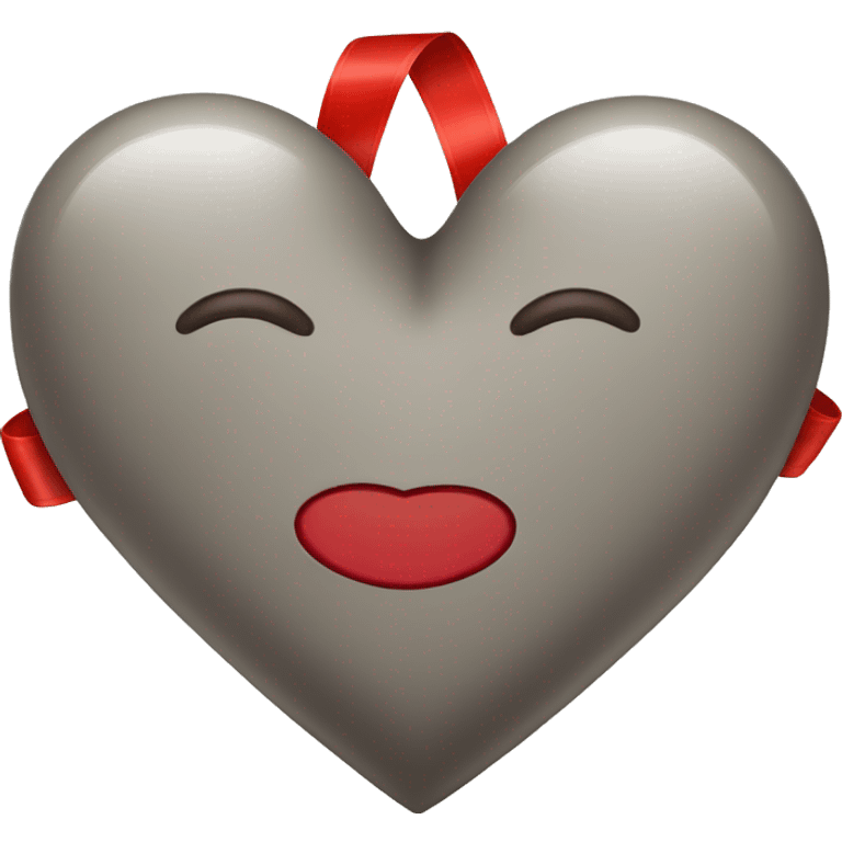 Grayish brown heart with red ribbon emoji