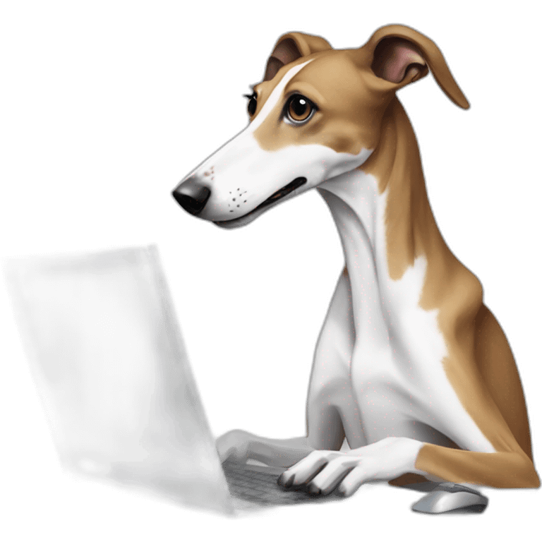 galgo working with a computer emoji