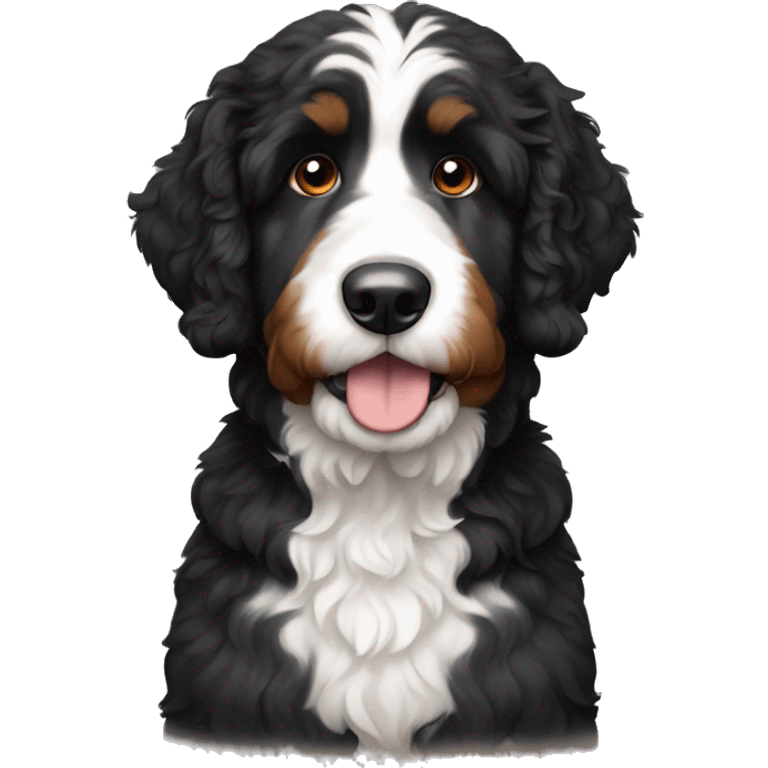 black and white bernedoodle with brown eyebrows emoji