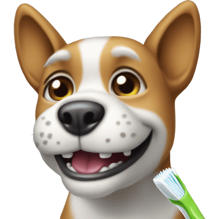 Dog with a tooth brush emoji