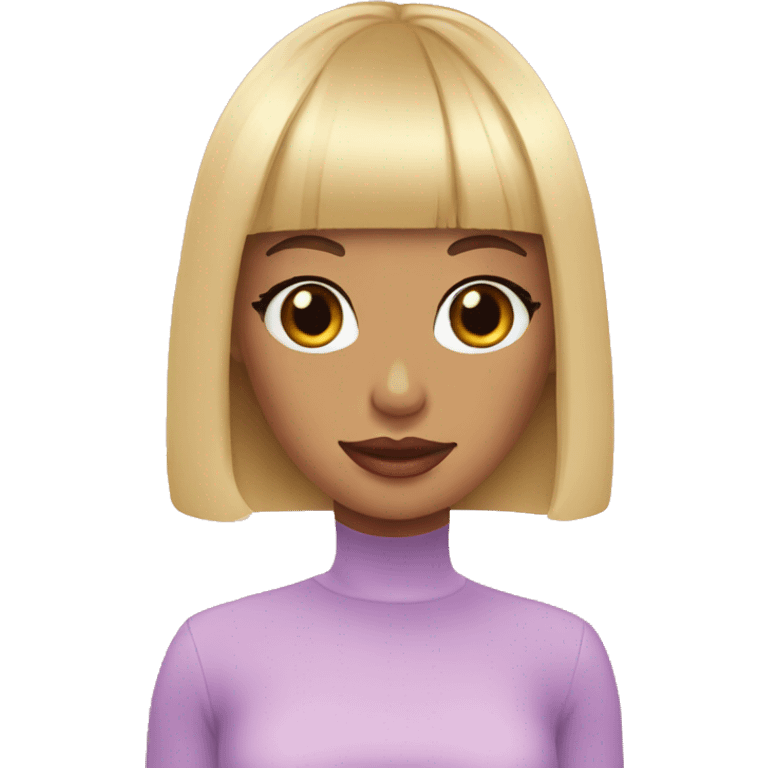 Blonde bangs bob pink lips emoji