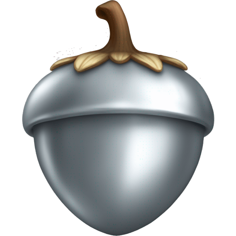 shiny silver Acorn with stem  emoji