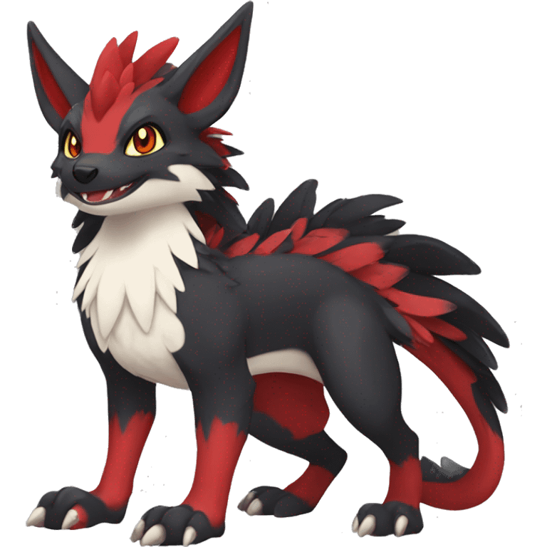 Anthro Cute cool black red nargacuga animal hybrid Fakemon full body emoji