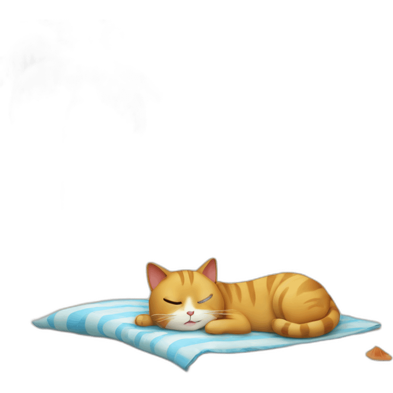 lazy cat on the beach emoji