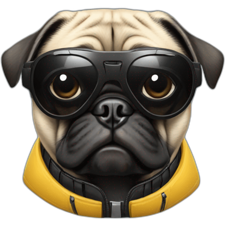 pug with black sunglasses and wearing a cyberpunk suit emoji