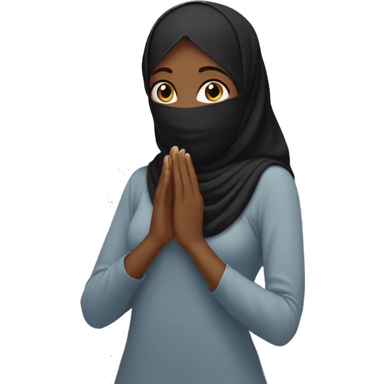 Black Hijabi girl with covering her face with her hand emoji