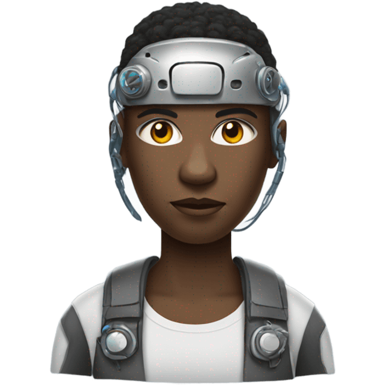 African American individual who is a cyborg emoji