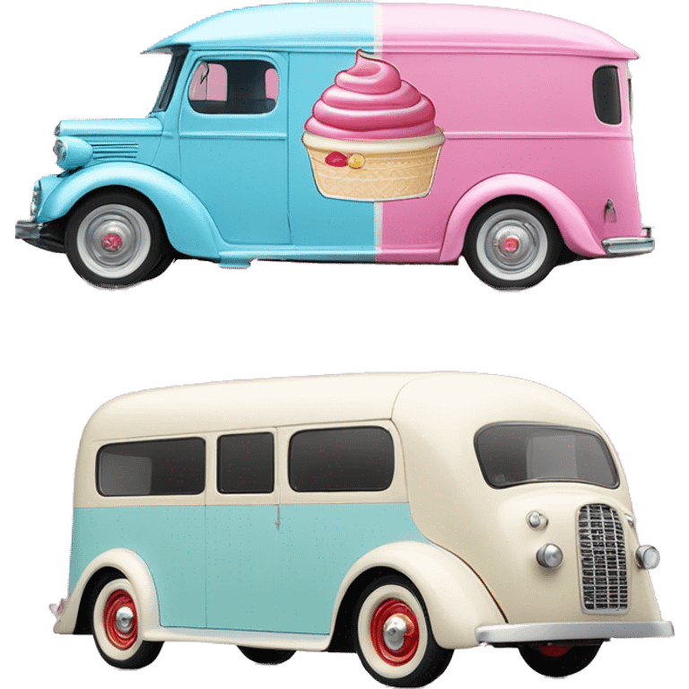 Barbie ice cream van ,1935 fiat ,pearl red emoji