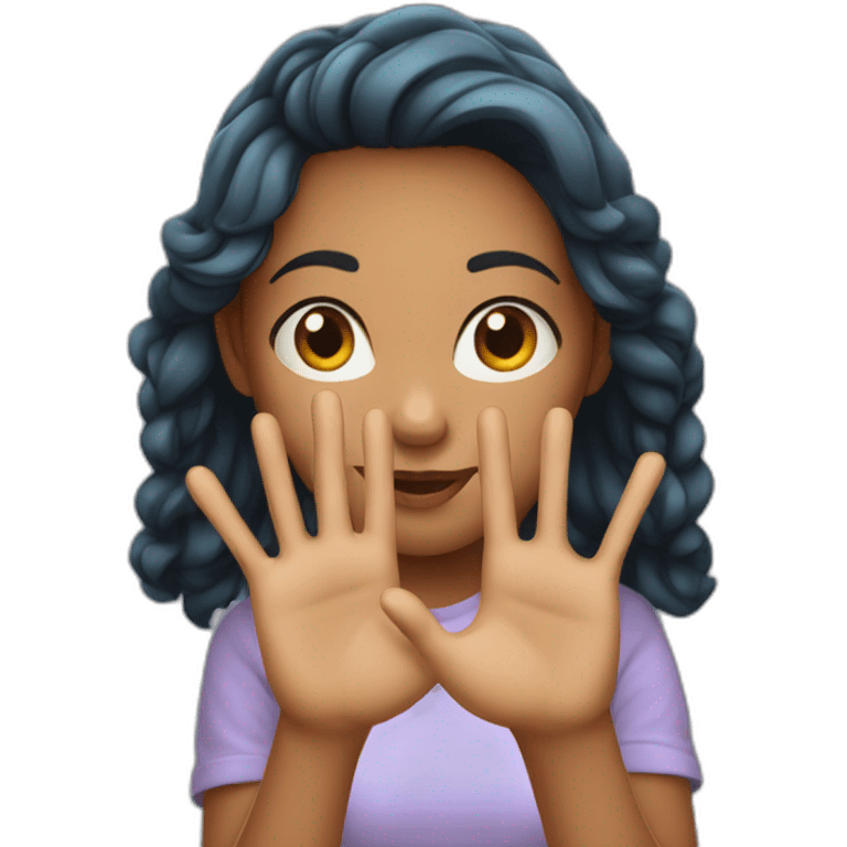 girl showing THREE out of five fingers up on her ONE hand emoji