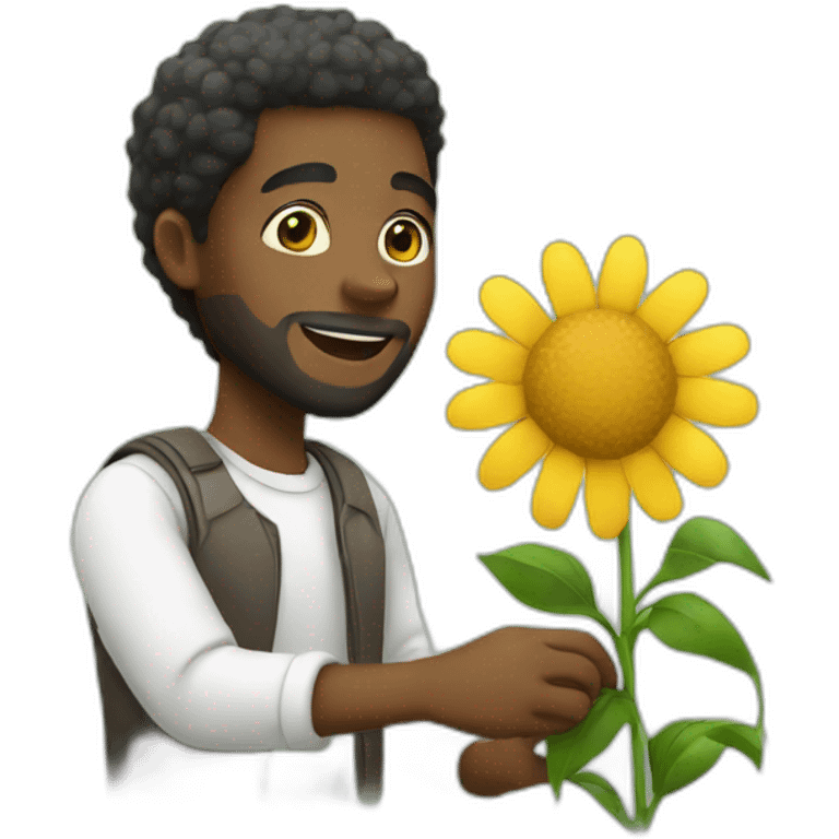 Black man picking flower emoji