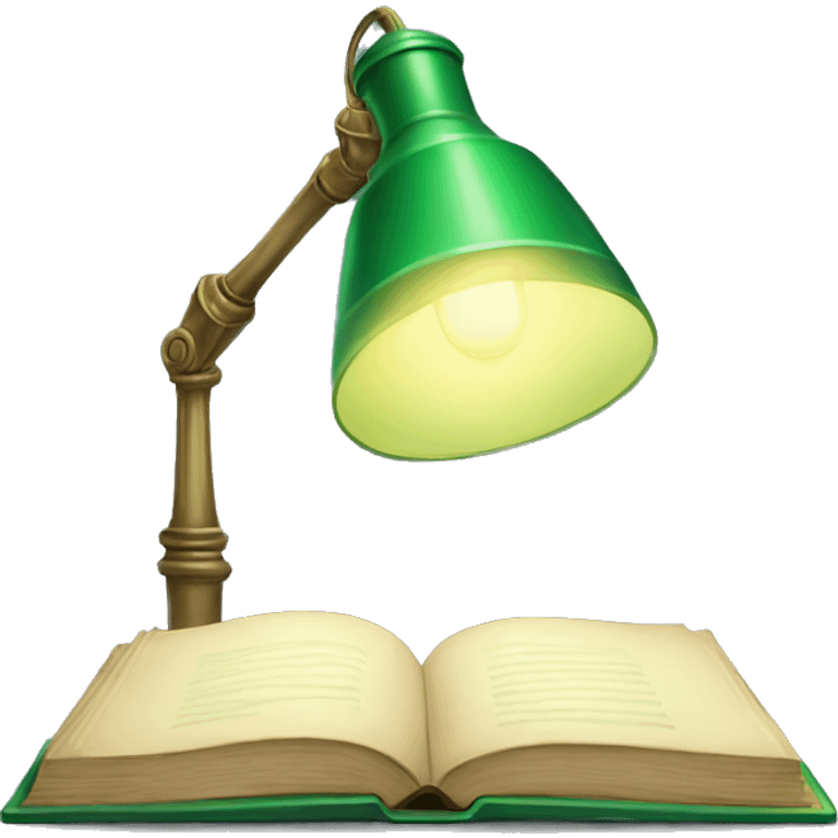 vintage green lamp with open book emoji