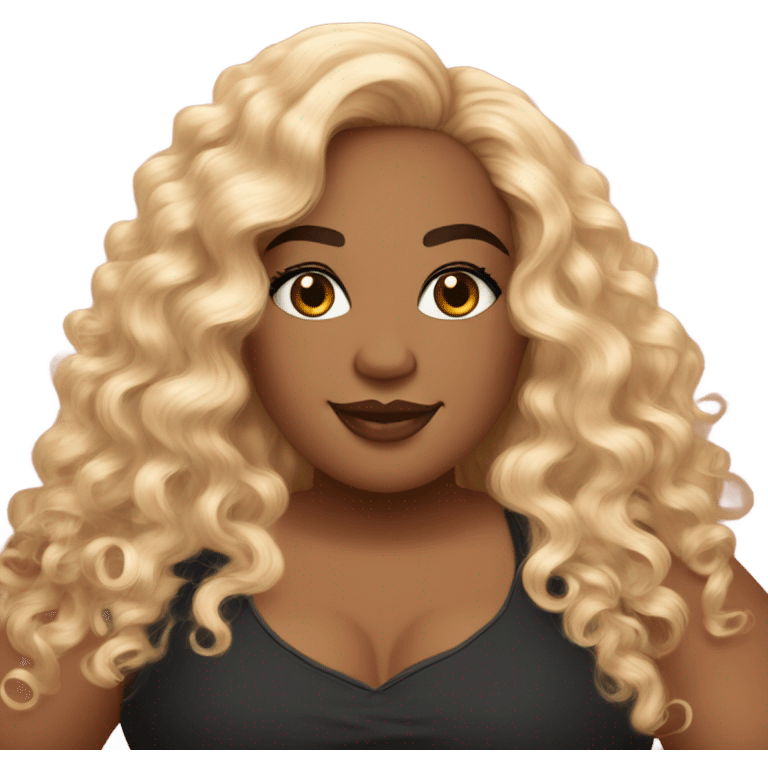 plus size lush peach skin long curly black hair emoji