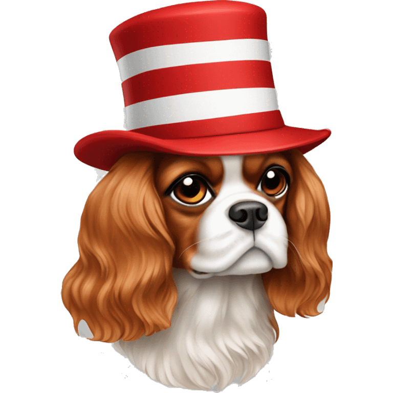 Cavalier King Charles spaniel wearing red trump hat emoji