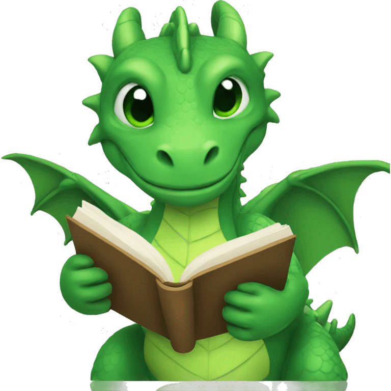 Green dragon reading a book emoji