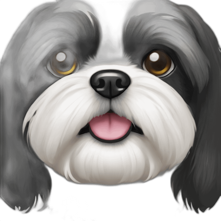 black and white shihtzu face emoji