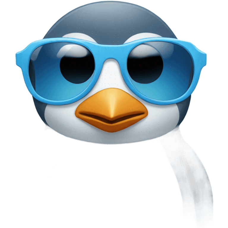 Make me a light blue penguin with sunglasses emoji