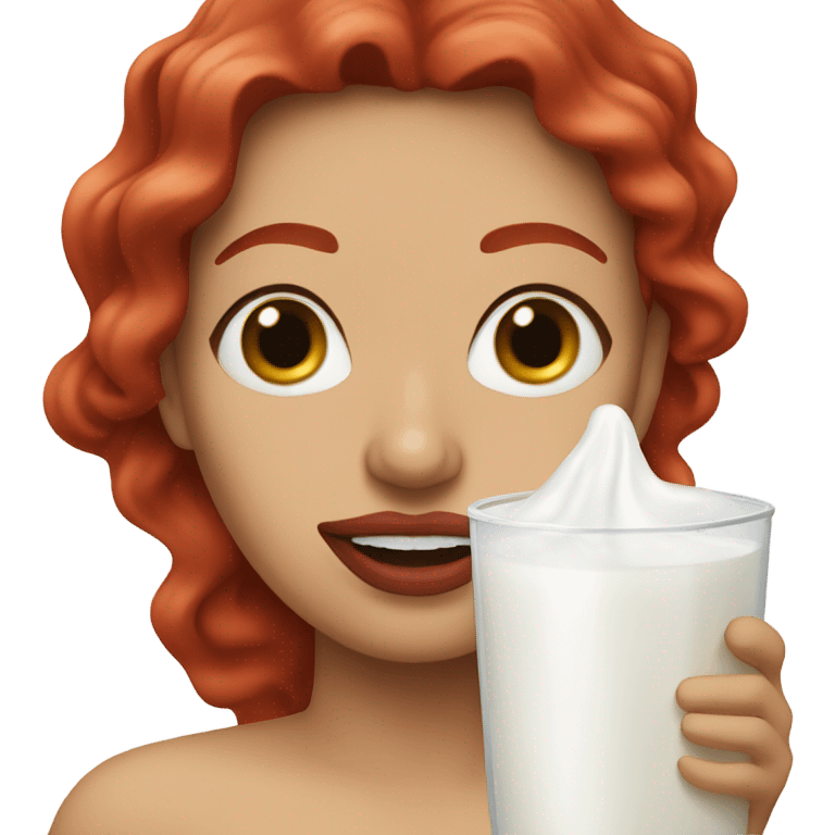 Mexican Red hair Lipstick Face covered in milk liquid emoji