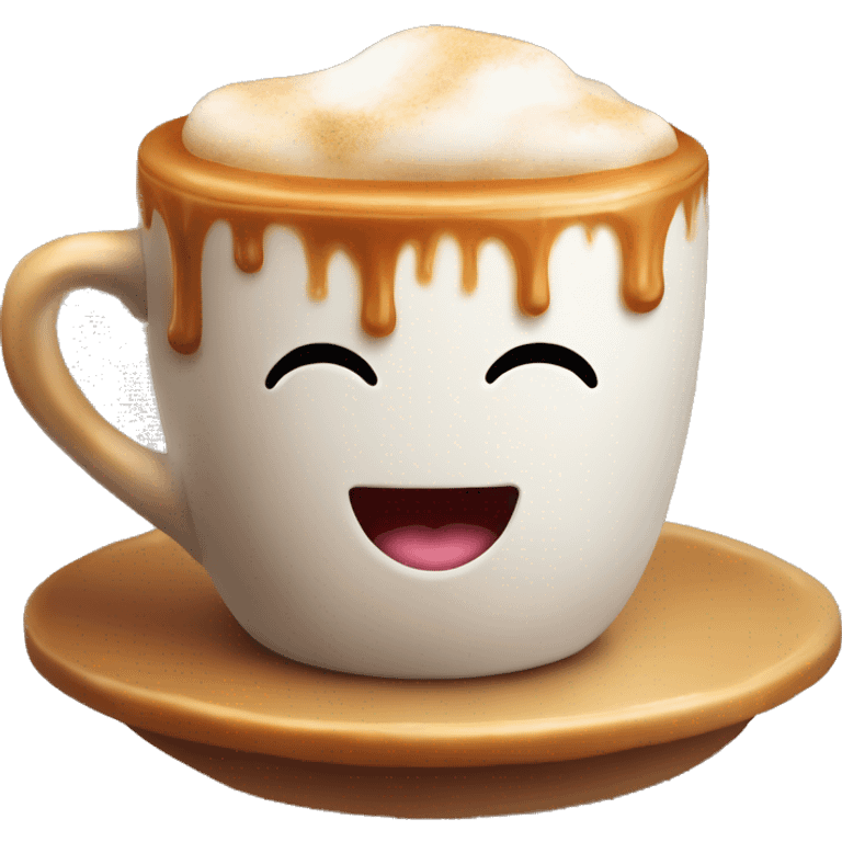 Cup of caramel coffe with marshmellow emoji