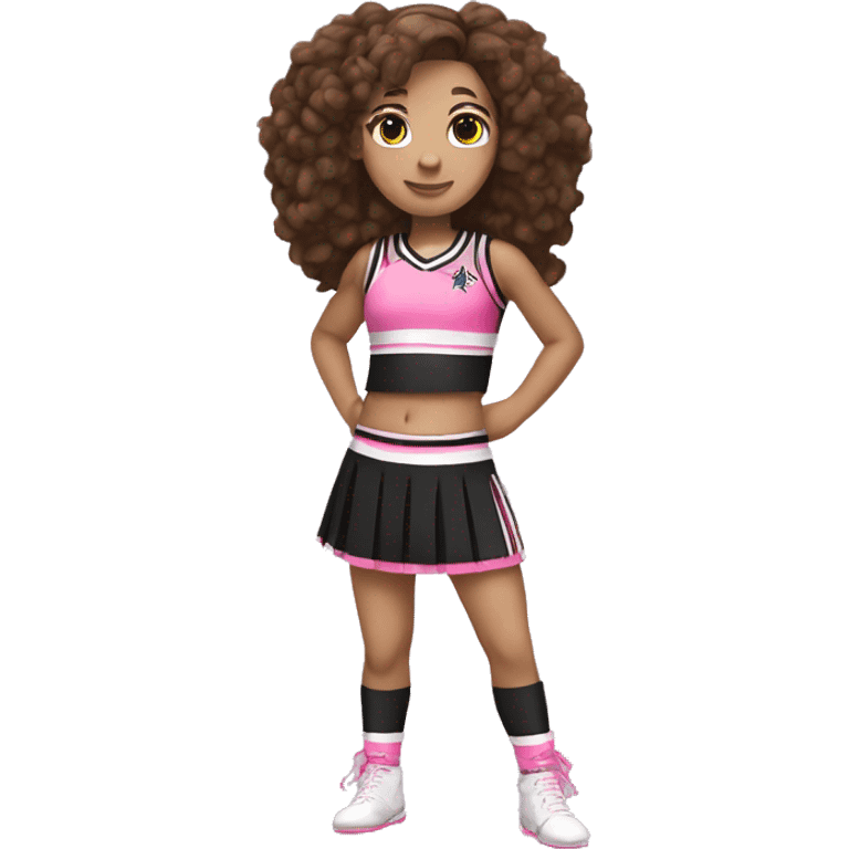 Cheerleader in black and pink kit white skin and brown hair full body with pompons  emoji