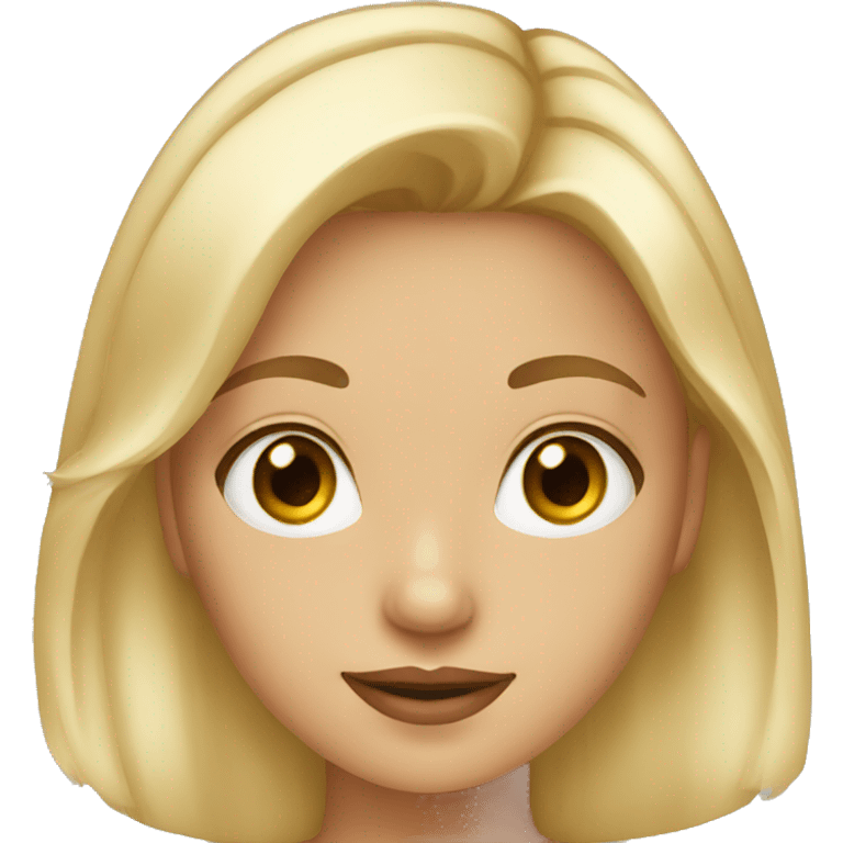 blond girl with gold earrings and brown eyes emoji