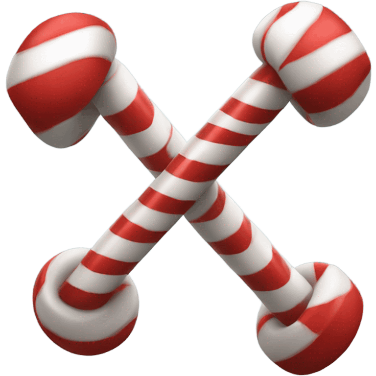 A candy cane lifting weights emoji