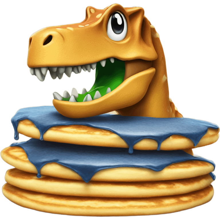 Dinosaur on a stack of pancakes emoji