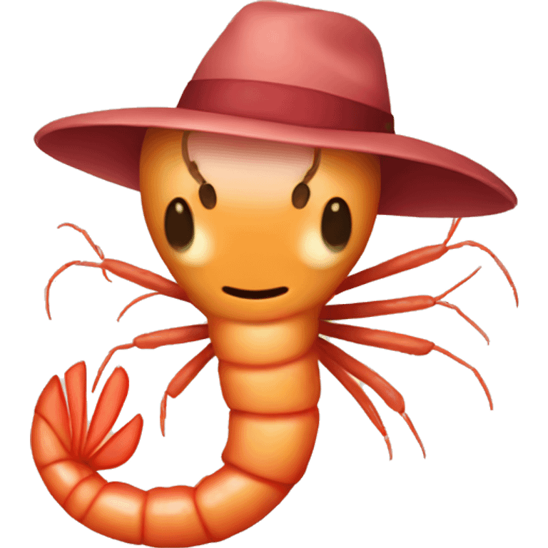 Shrimp with hat emoji