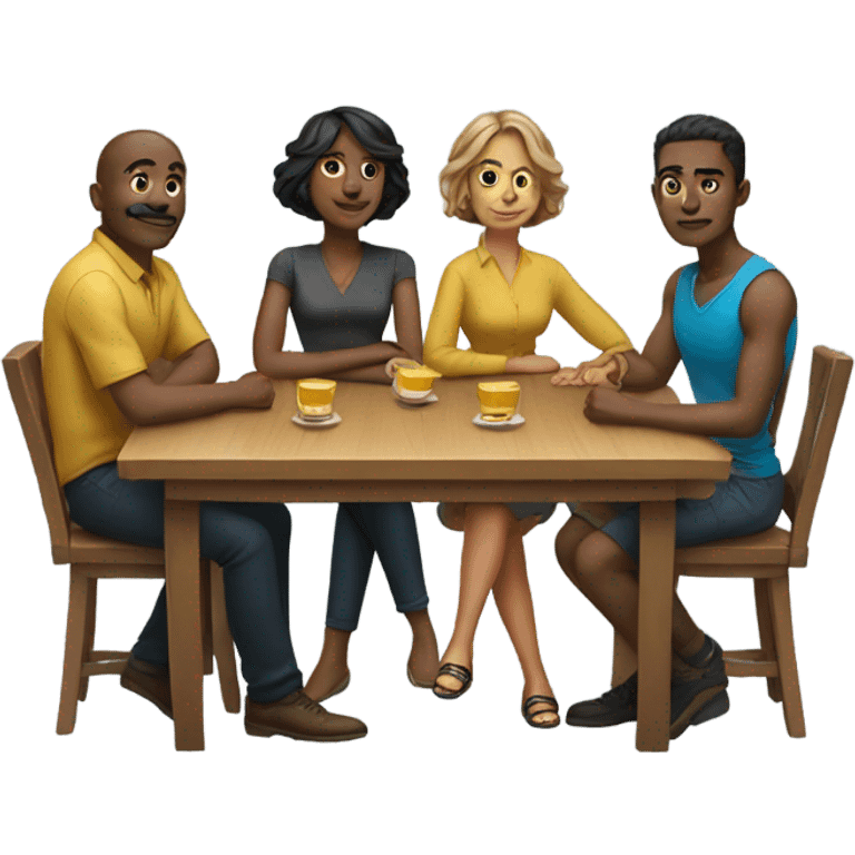 6 people sitting either side of a table emoji