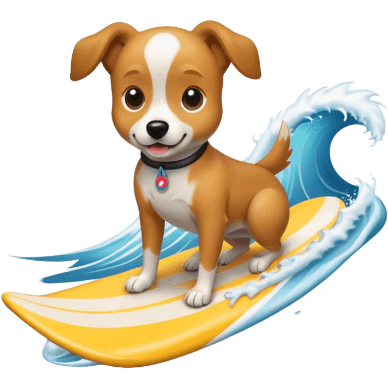 Dog surfing a wave emoji